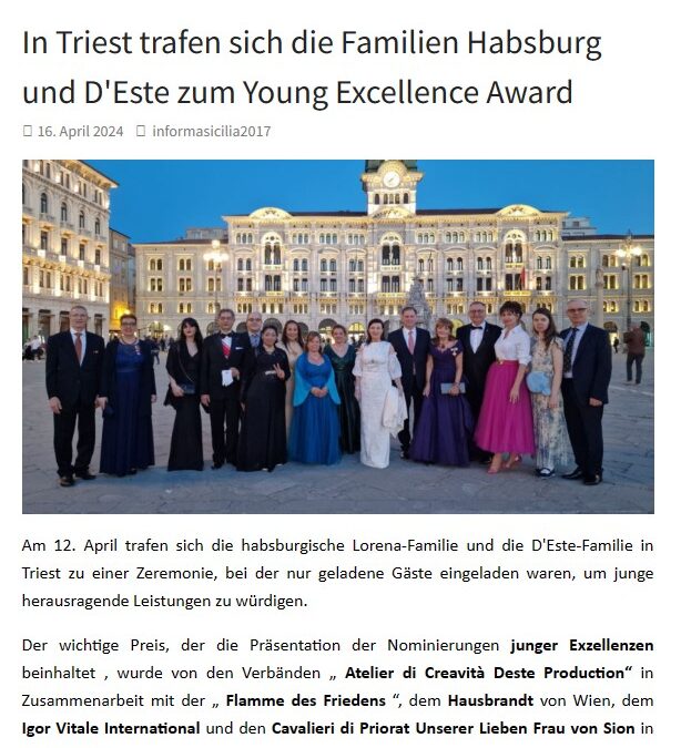 InformaSicilia: The Habsburg and D’Este families met in Trieste for the Young Excellence Award