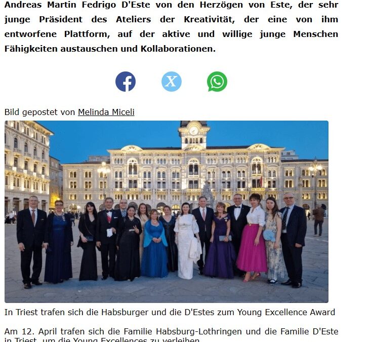NELLA NOTIZIA: In Trieste, the Habsburgs and the D’Estes gathered for the Young Excellence Award